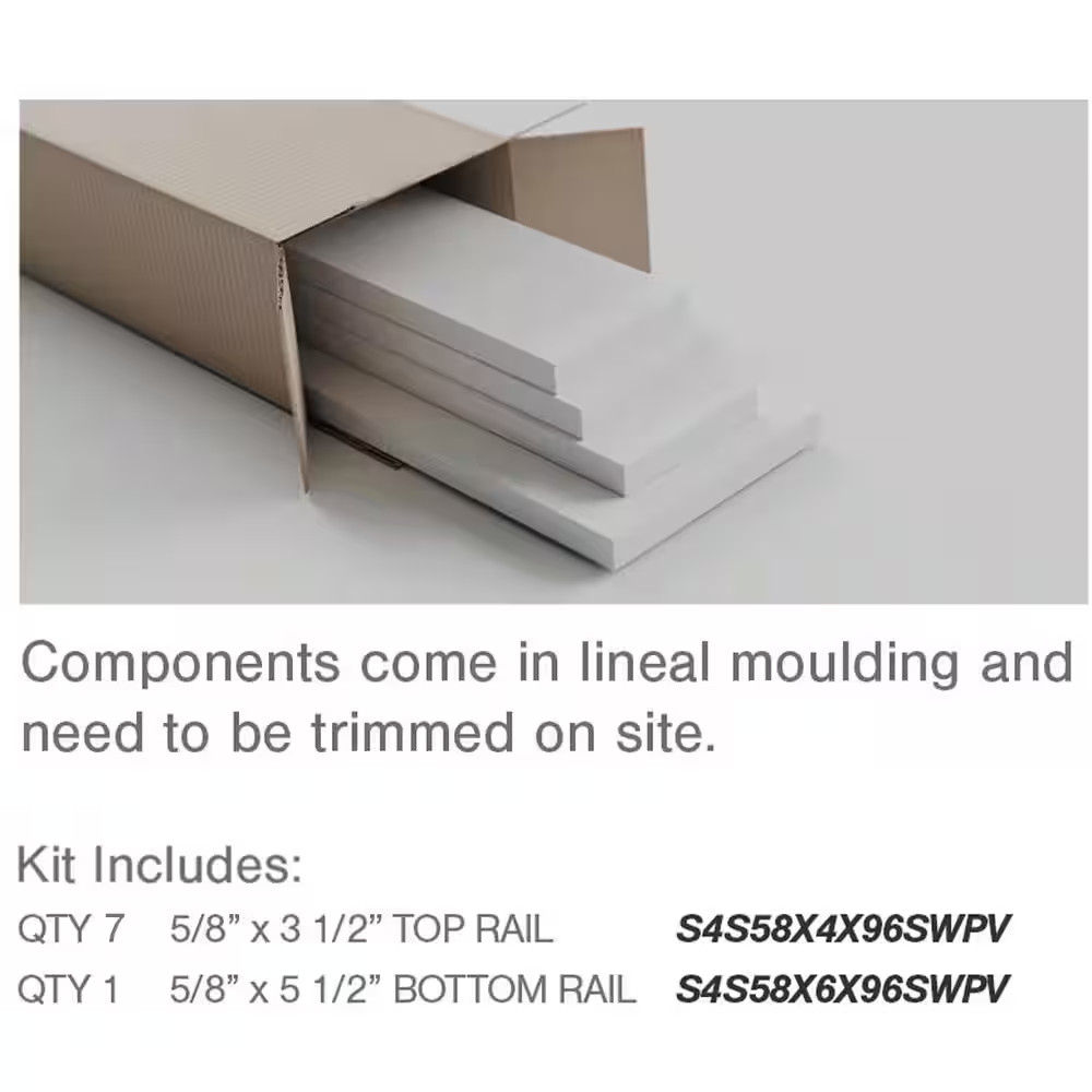 5/8 In. X 96 In. X 104 In. Expanded Cellular PVC Classic Shaker Moulding Kit (Fo