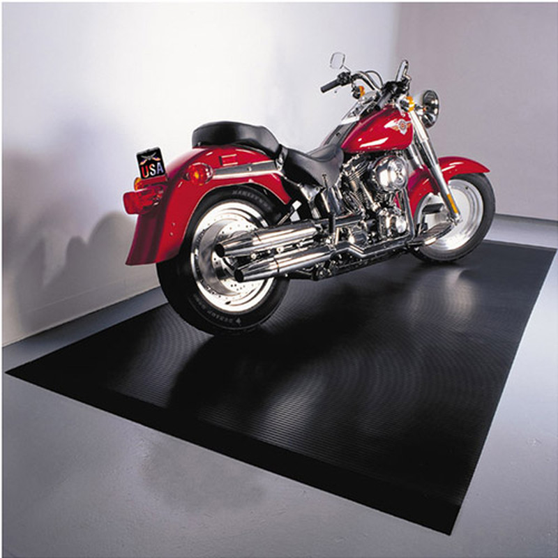 Motorcycle Mat 55 Mil Ribbed 5 X10 in Midnight Black Flooring Material Versatile