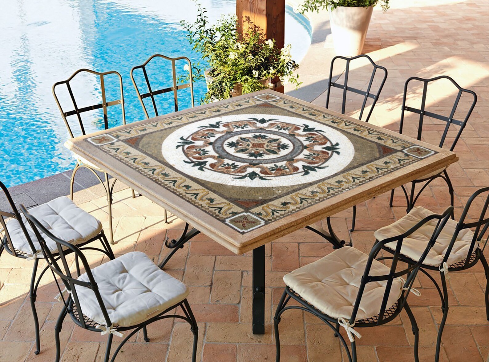 48” GEOMETRICAL FLORAL TILES | Square Shape Floral Tiles For Living Room Floor
