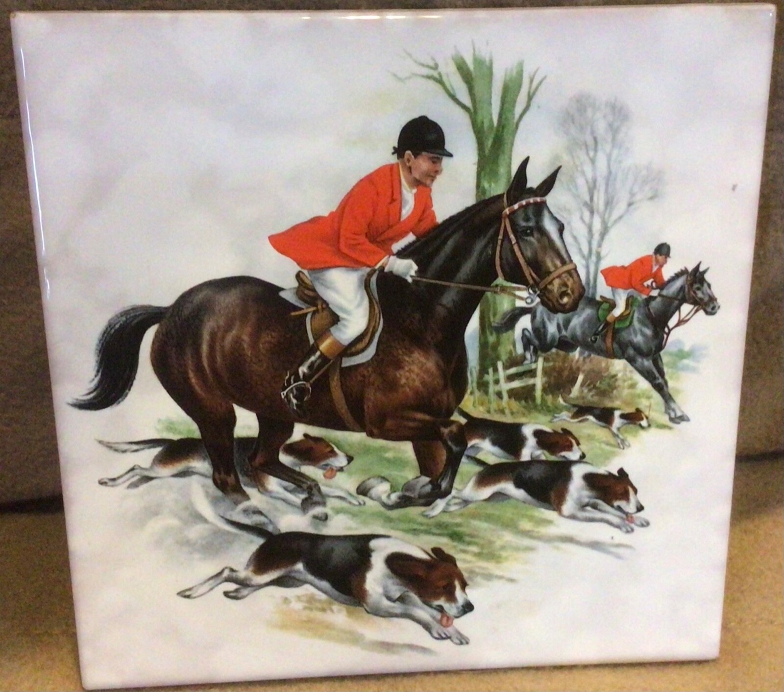 Fox Hunt Hunting Ceramic Tile or Hot Plate #2