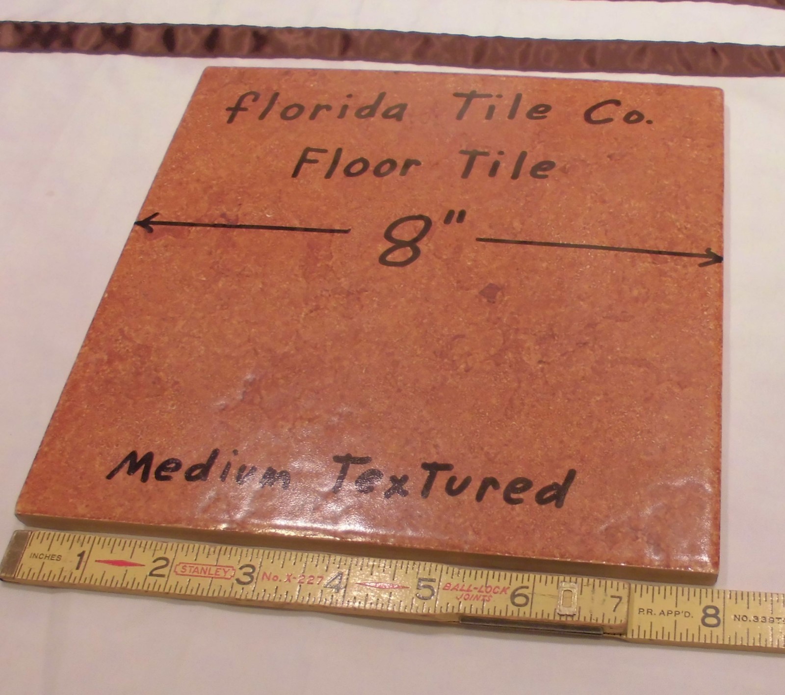 1 pc. Florida Ceramic Floor Tile 8″ X 8″ *Reddish Brown* medium textured NOS