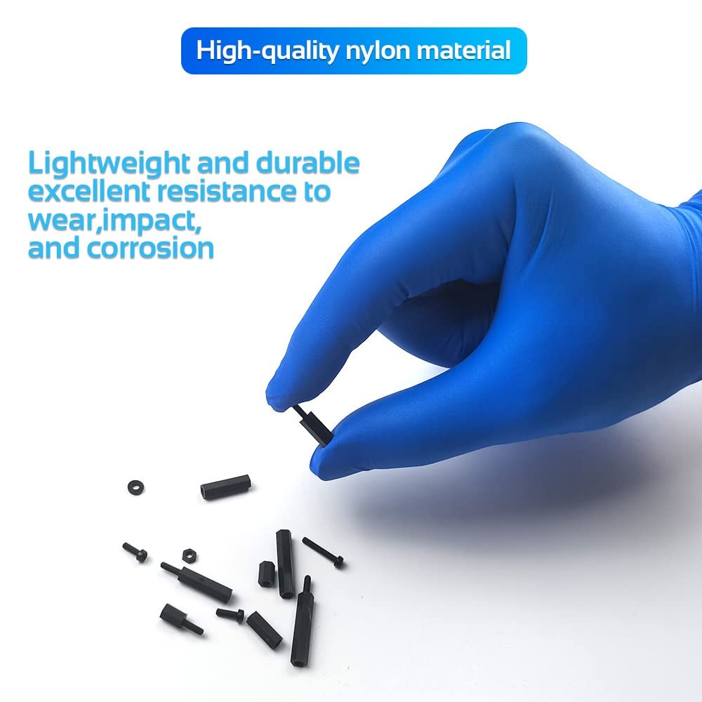 COMRUN 350PCS M3 Black Male Female Nylon Hex Spacer Standoff 350Pcs M3,