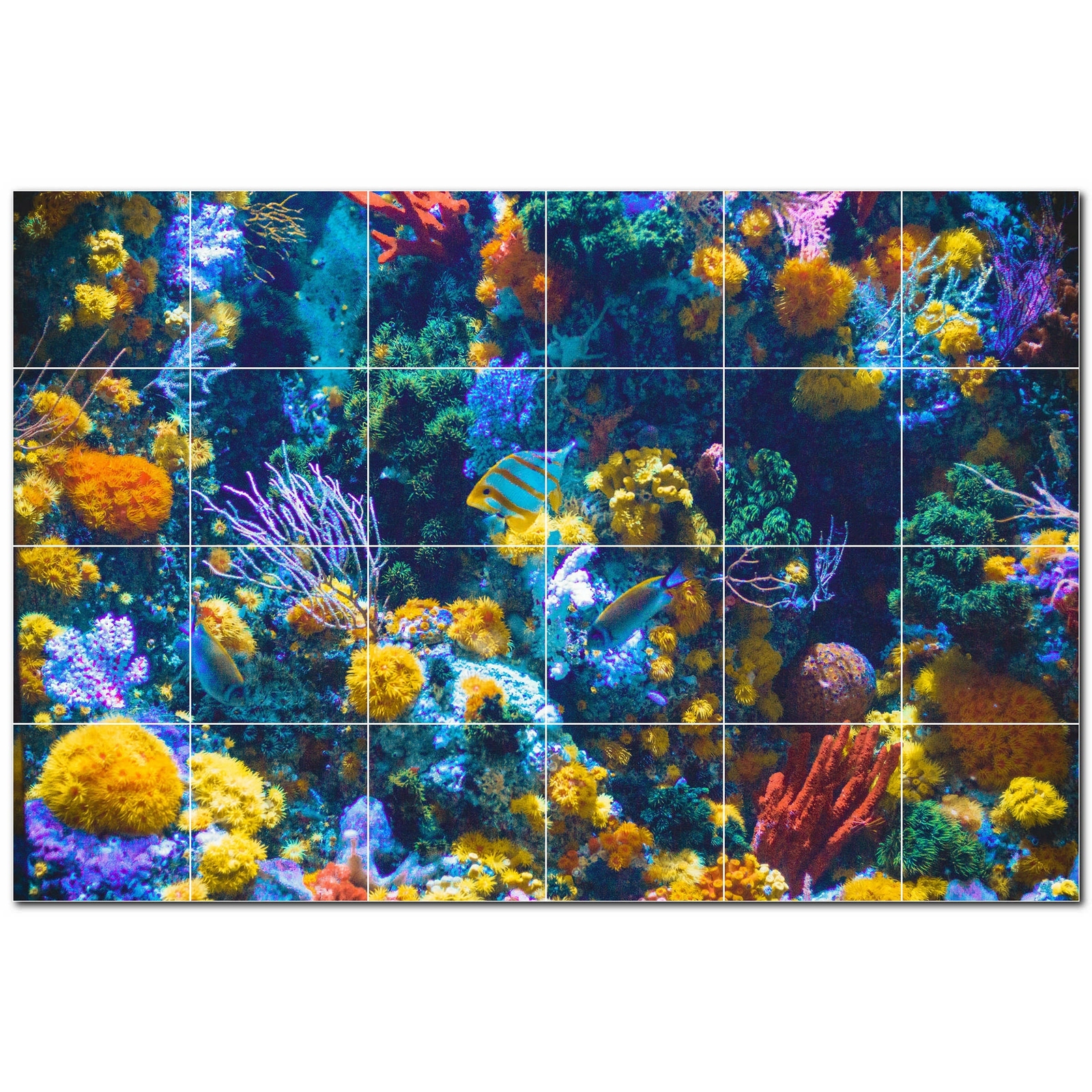 Coral Ceramic Tile Wall Mural PT500430. 25.5″ W x 17″ H (24) 4.25 tiles