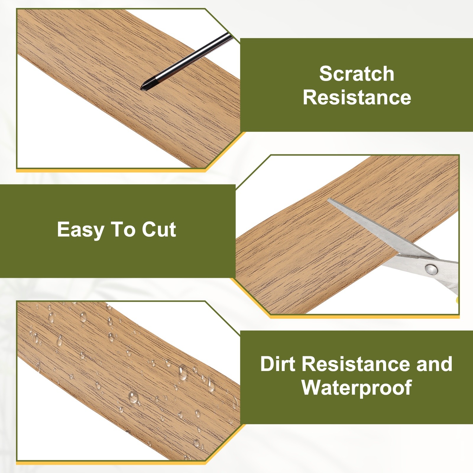 Floor Transition Strip, 3.2FT x 1.57″ x 0.14″ Wood Grain Strips, Light Brown