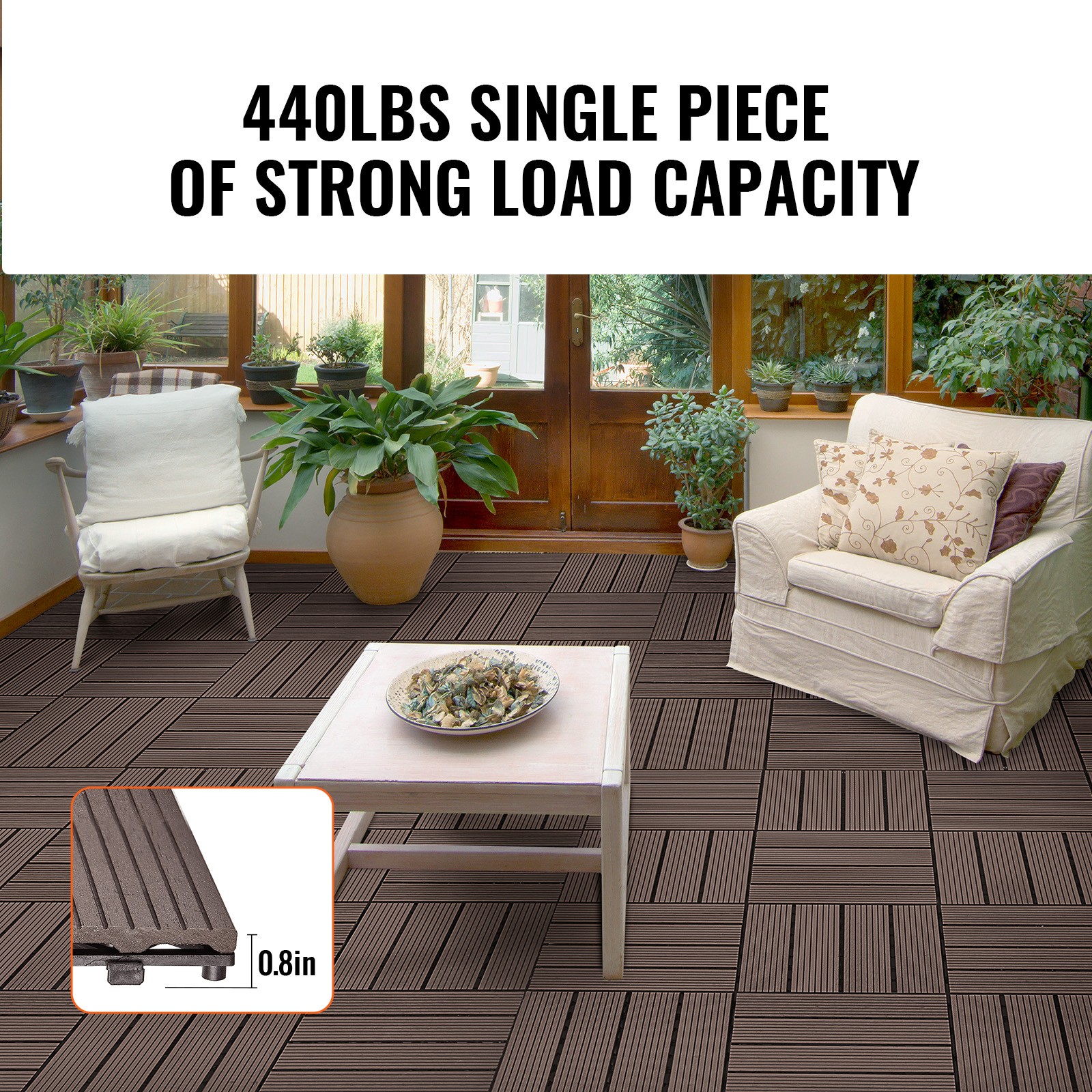 Uimoso Interlocking Plastic Wood Deck Tiles,27-Pack,12″x12″,Waterproof for Porch
