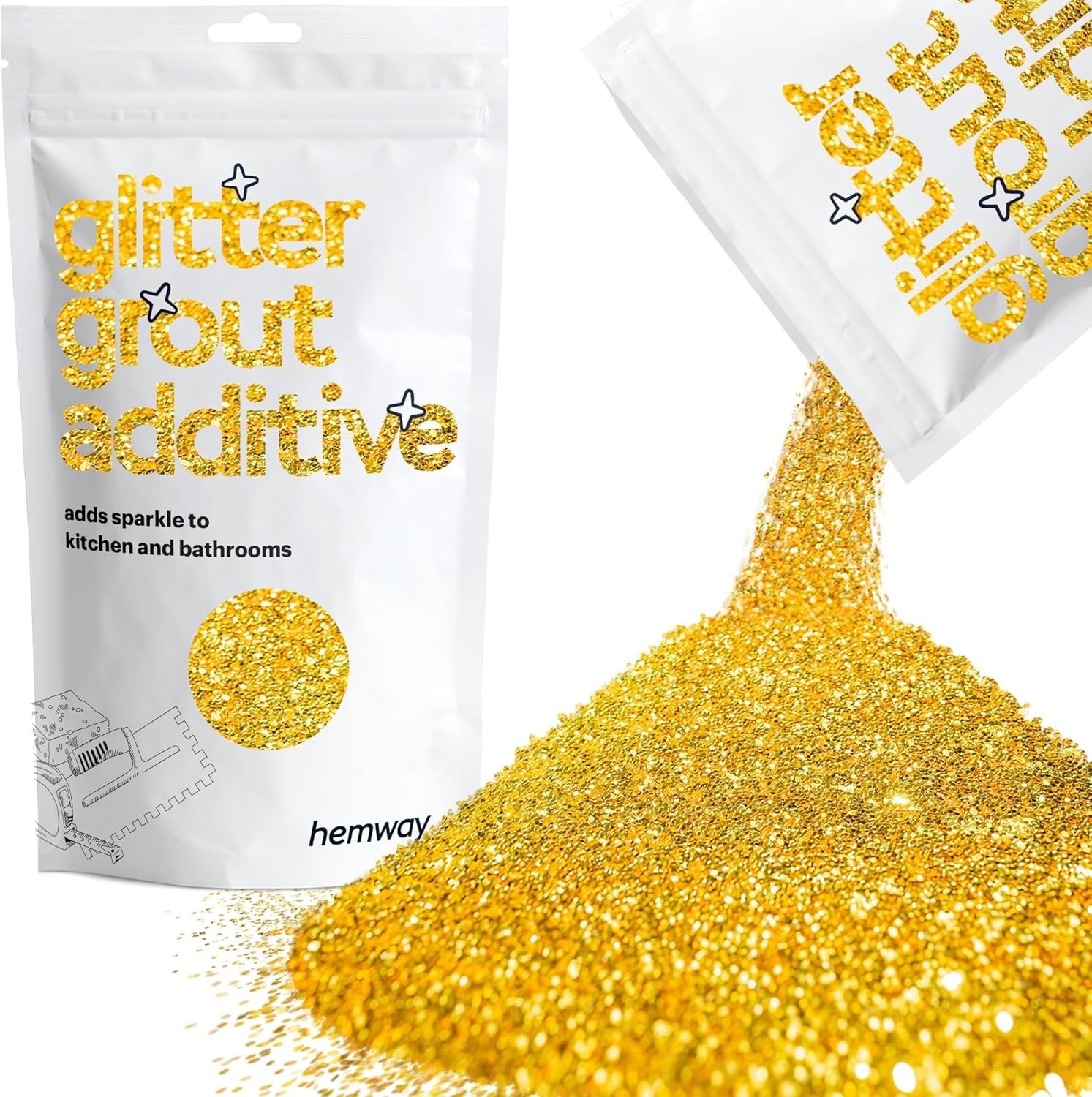 Glitter Grout Additive Gold Sparkle for Tile Grout 100g Enhances Bathroom Kit…