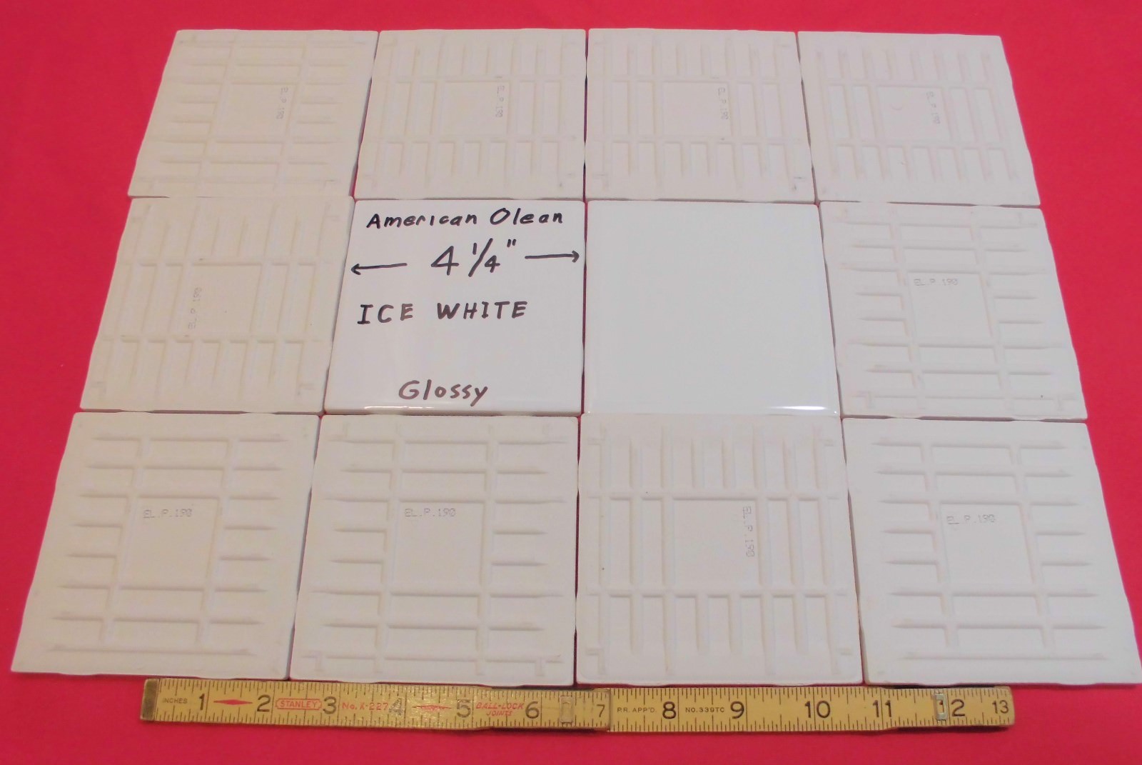 12 pcs. Glossy *Ice White* Ceramic Tiles by American Olean…4-1/4″ Brightest