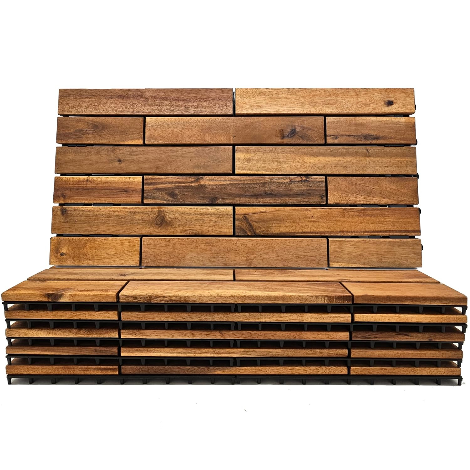 Interlocking Long Deck Tiles – 24X12 Acacia Hardwood Outdoor Flooring for Patio
