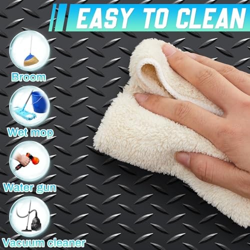 30 in × 5 ft Rubber Flooring Rolls Mats, 30 in x 5 ft Black Diamond Plate