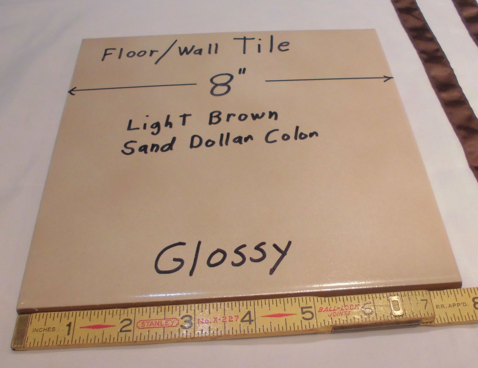 1 pc. *Light Brown* Ceramic / Porcelain Floor Tile 8″ X 8″ Smooth Glossy Finish