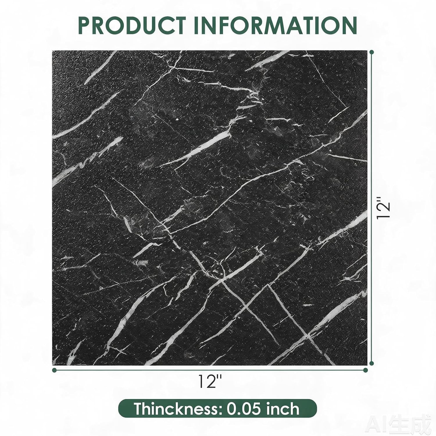 30 Piece Peel and Stick Floor Tiles, 12×12 Inch, Waterproof, Black