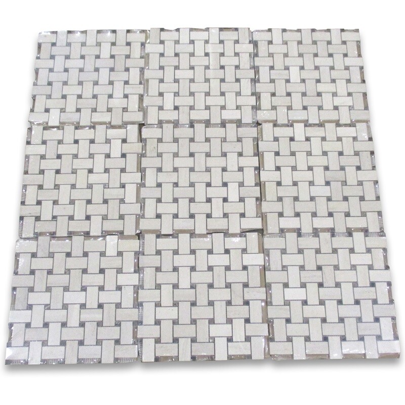 H654XH Golden Beach Moleanos Beige Limestone Basketweave Mosaic Tile Honed