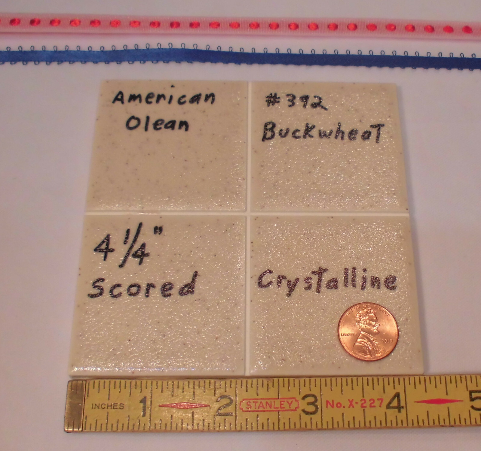 1 pc. *Buckwheat/Browns* 4-1/4″ Ceramic Tile; Scored Crystalline American Olean