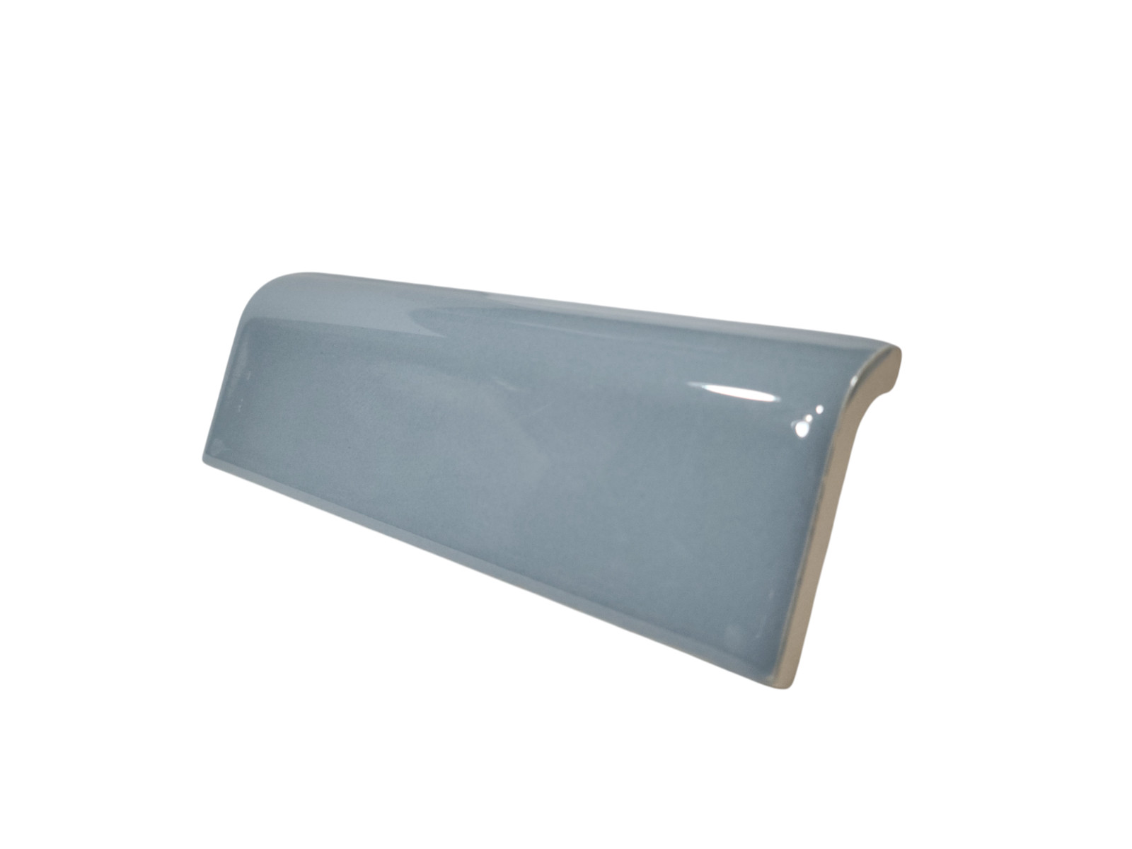 Blue Ceramic Tile Mud Cap Bullnose Curved Edge Subway Mudcap Mid Century Modern