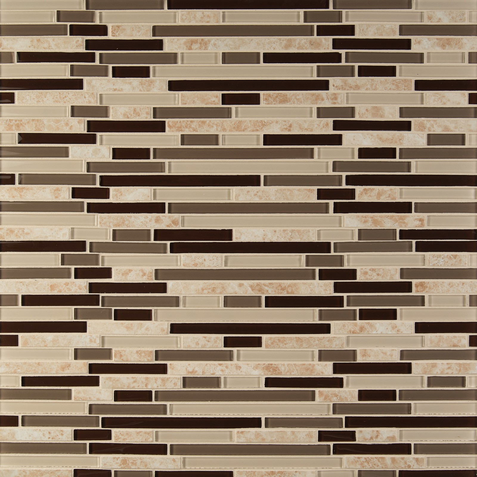 Ackland AKM-SP-12X12ILX-CA 12″ x 12″ Glass and Stone Linear – Tesora Mocha