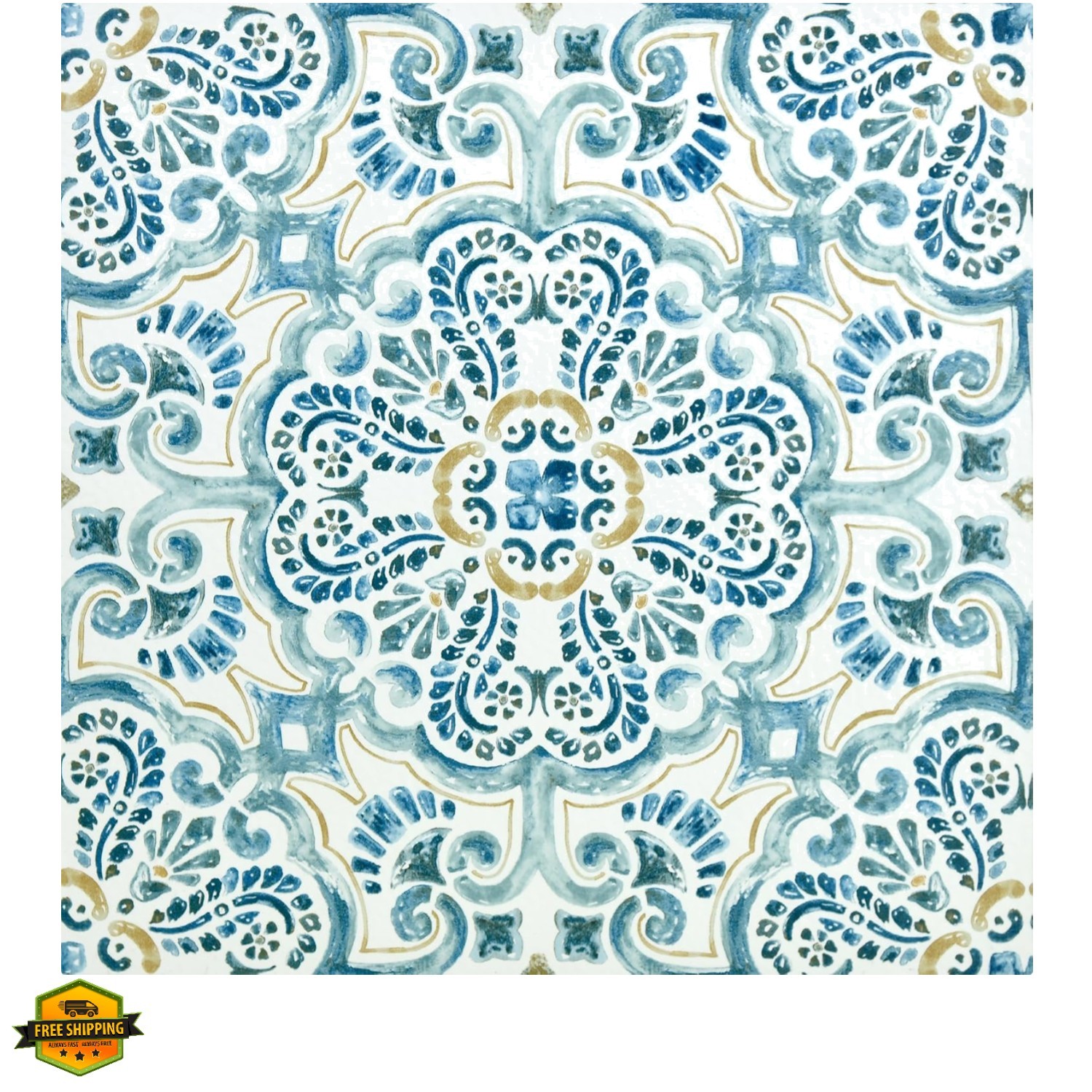 FP2477 Fontaine Peel & Stick Floor Tiles, Blue