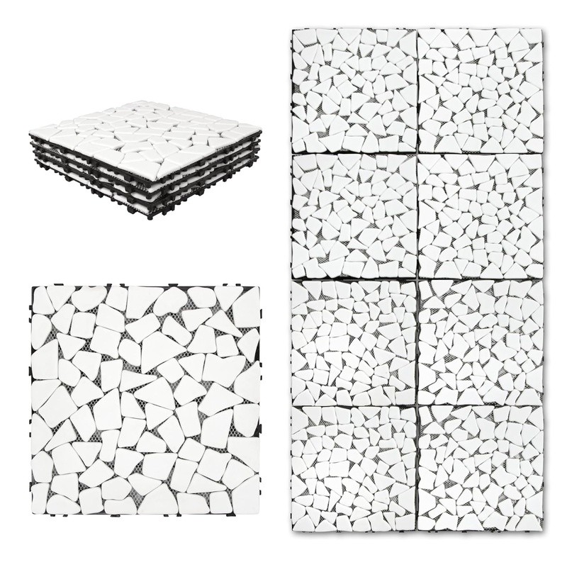 Recycled Glass Interlocking Tiles Waterproof Durable Outdoor Indoor Use 12×12
