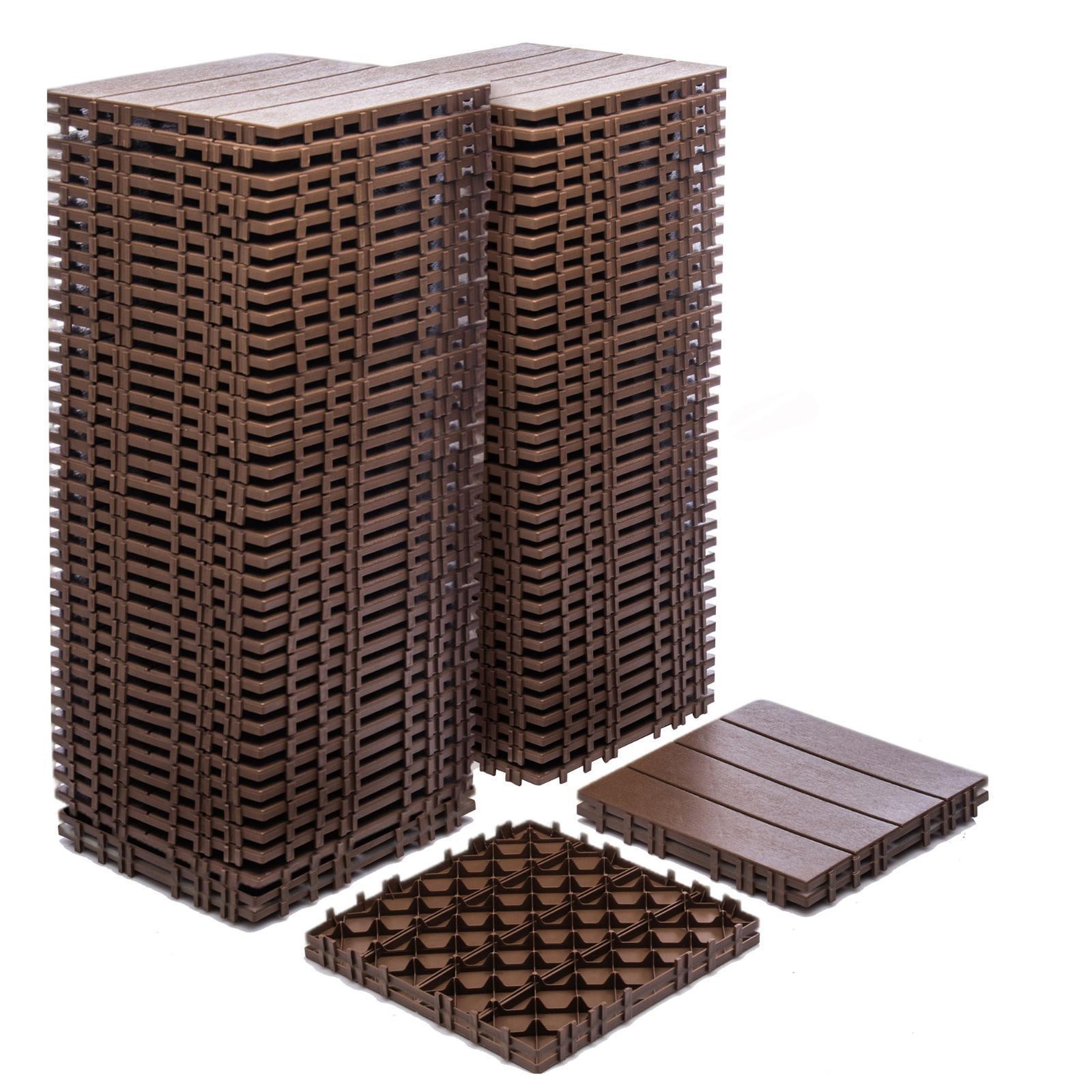 68-Pack Waterproof Interlocking Deck Tiles, 61.6 Sq.Ft, Slip-Resistant, Non-,