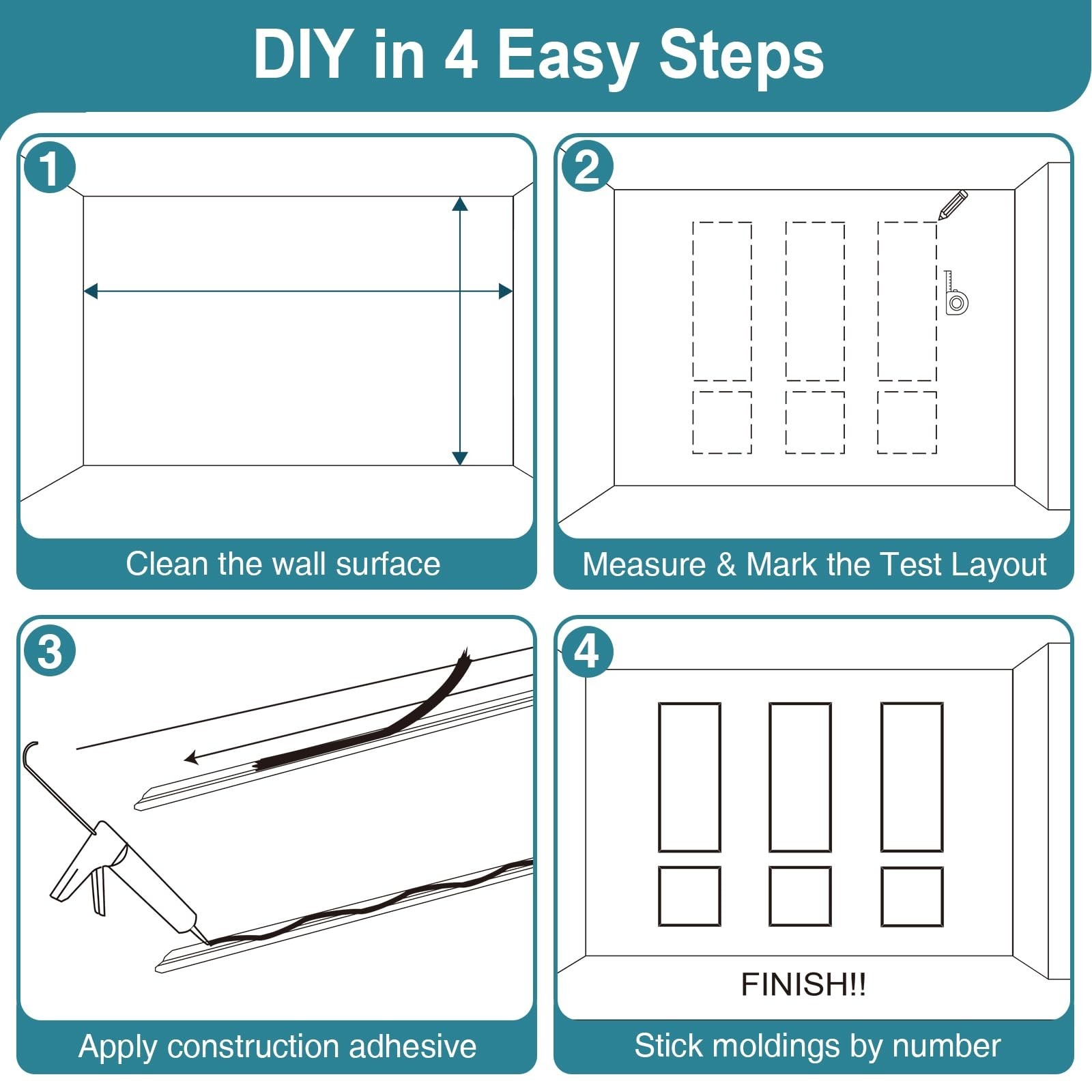 Precut Wainscoting Panels – Paintable Wall Molding Kit for Living Room & Kitchen