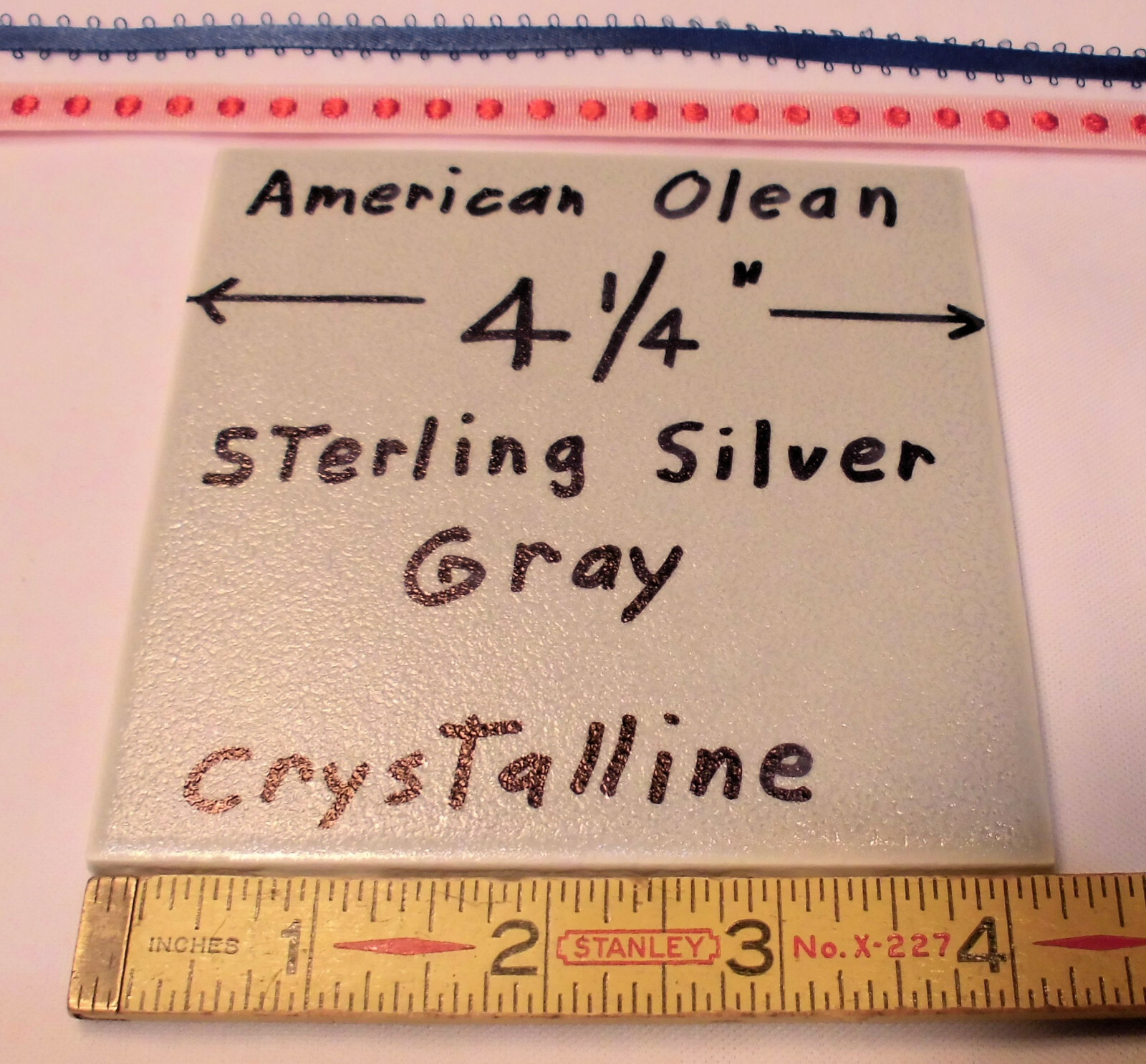 1 pc. Gray – Sterling Silver: Ceramic Tile *Crystalline* American Olean 4-1/4″