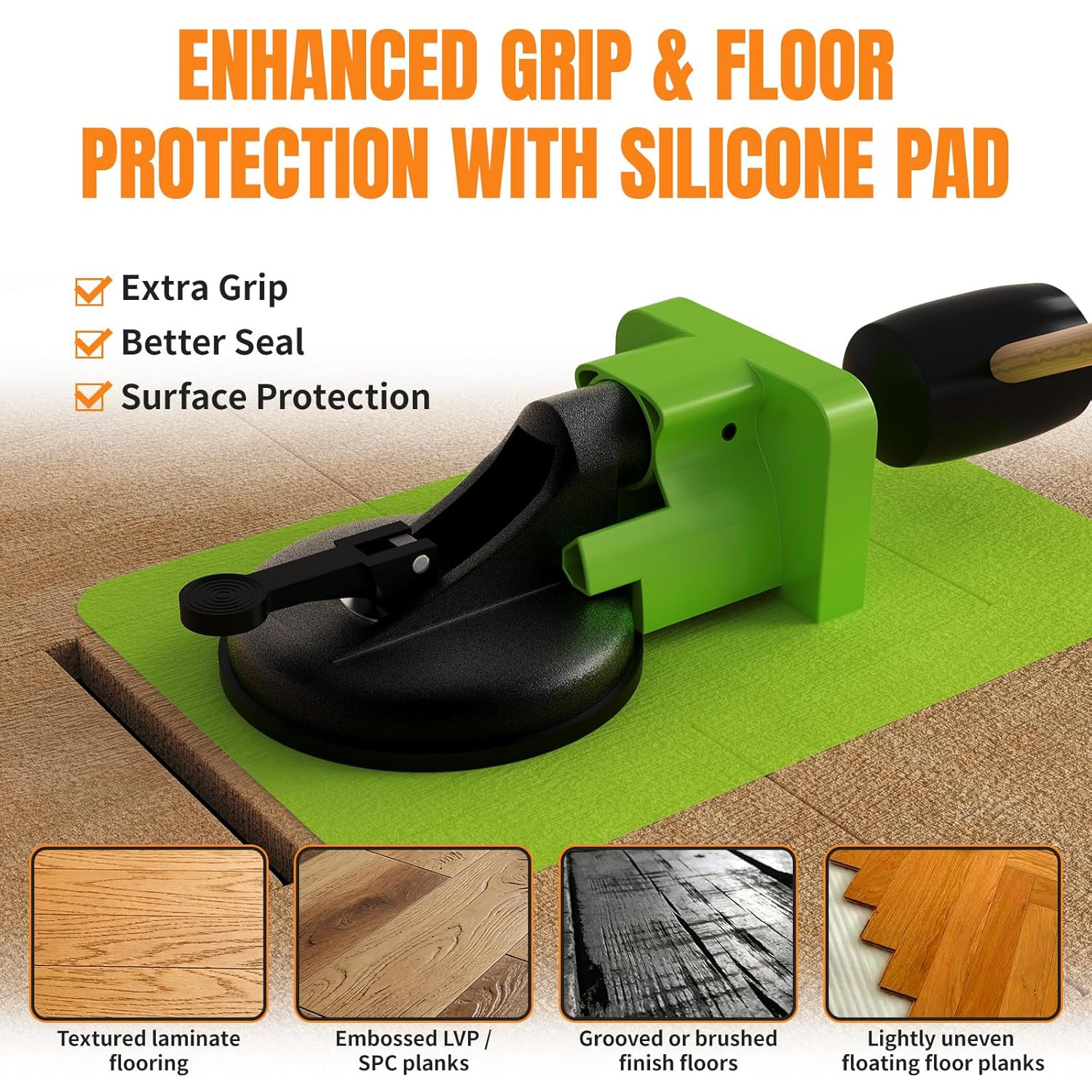 Floor Gap Fixer Tool Kit with Suction Cup & Rubber Mallet, Floating Floor Fixer
