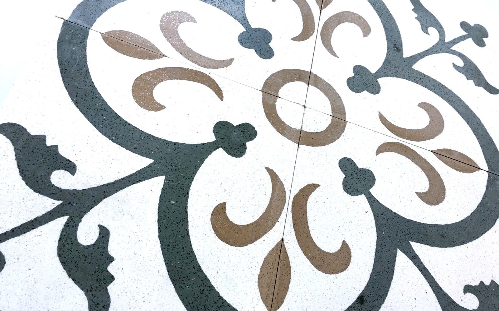 Flora Encaustic Green White Brown 8×8 Honed Finish Cement Tile Kitchen BOX OF 9