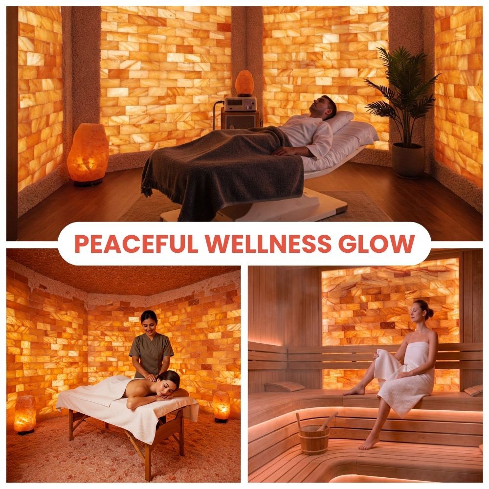 Himalayan Salt Wall Panel 2×4 ft DIY Kit with Salt Bricks & Glue for Spa Sauna