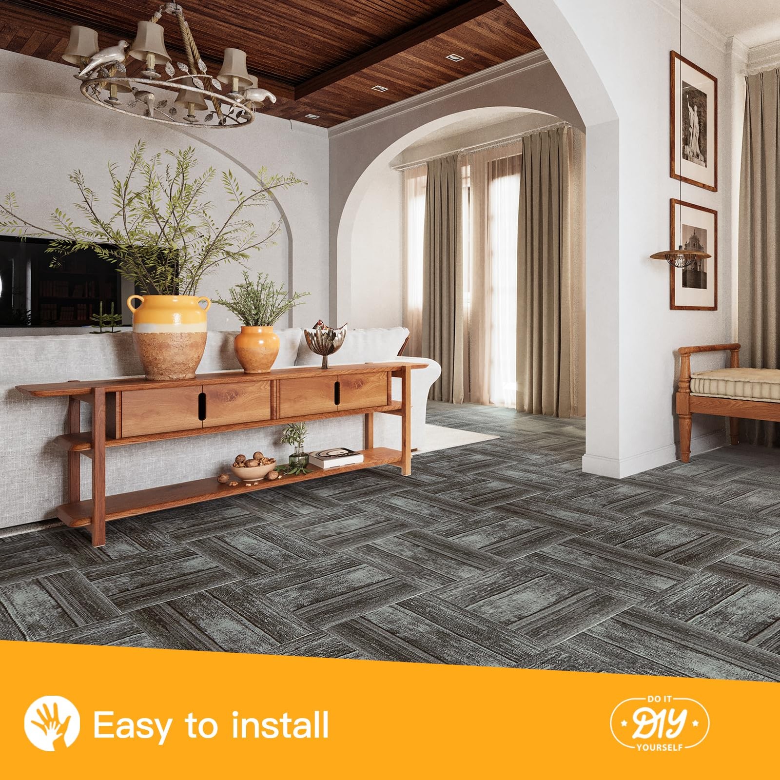 30-Pack Peel and Stick Floor Tiles, 12 x 12in Vinyl Flooring Tiles, Self-Adhe…