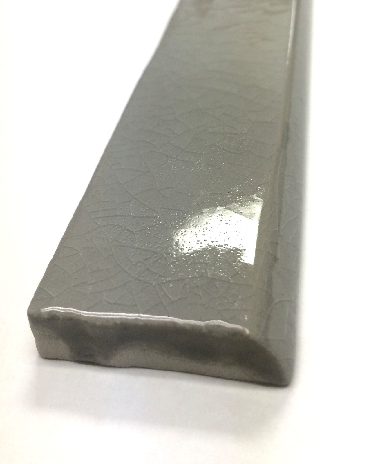 1.5×12 Bullnose Gray Crackled Ceramic Trim Molding Tile Wall Floor Accent Bath