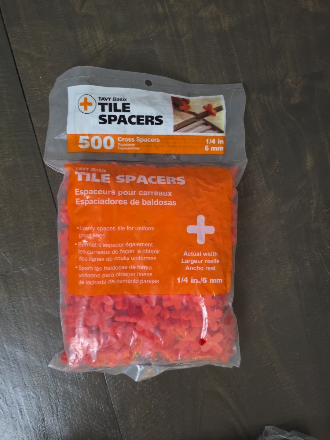 NEW Tavy Basix Tile Spacers 1/4″ 6mm Orange Cross Spacer Unopened Package 500 ct