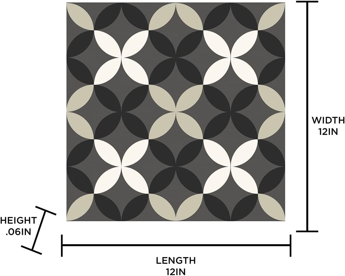 FloorPops FP3367 Arbor Peel & Stick Floor Tiles, 12″L x 12″W x 0.06″T, Black