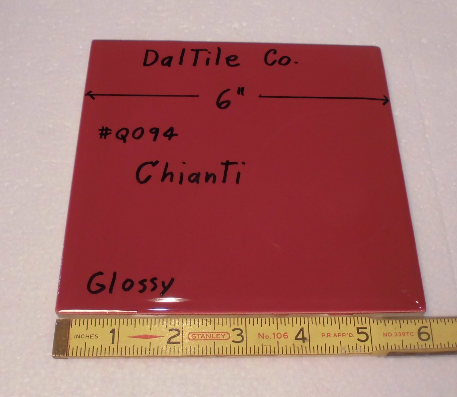1 pc. Daltile #Q094 CHIANTI: Brilliant Glossy Ceramic Tile 6″ X 6″ NEW, Burgundy