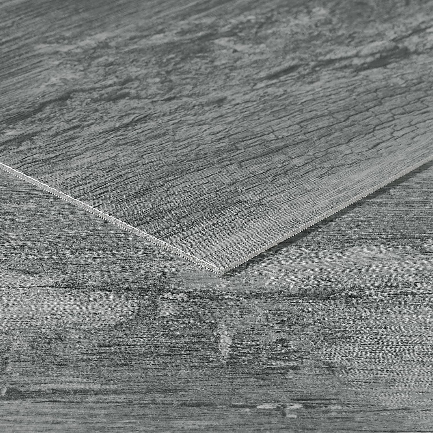 Renter-Friendly Dark Grey Wood Peel and Stick Floor Tiles – 4 Sheets Included