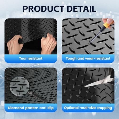 Garage Floor Mat, 2.8mm Thickened PVC Flooring Roll for Under 8×30 FT Black