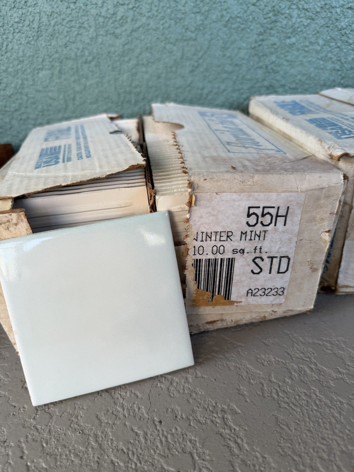 Vintage Light Green Ceramic Tile by Florida Tile 4 and 3/8″ inches
