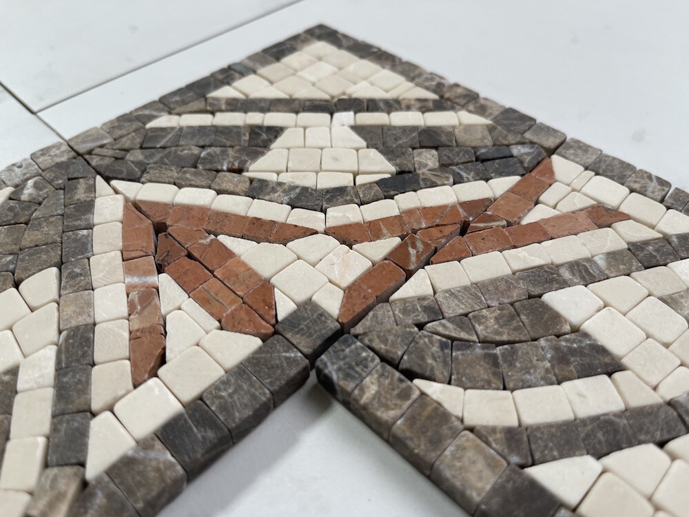 B4676T Marble Mosaic Border Listello Accent Deco Tile Leaf Red 4×8 Tumbled