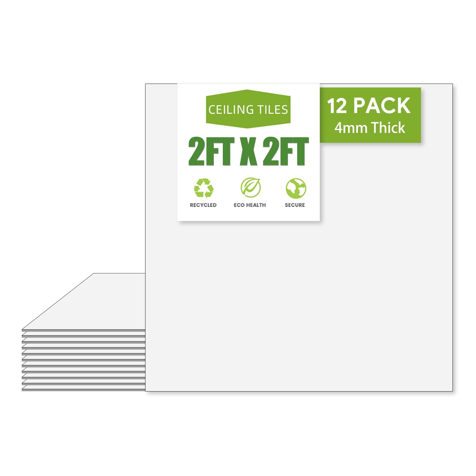 2×2 PVC Drop Ceiling Tiles 12 Pack Waterproof Fire Rated Commercial Grade