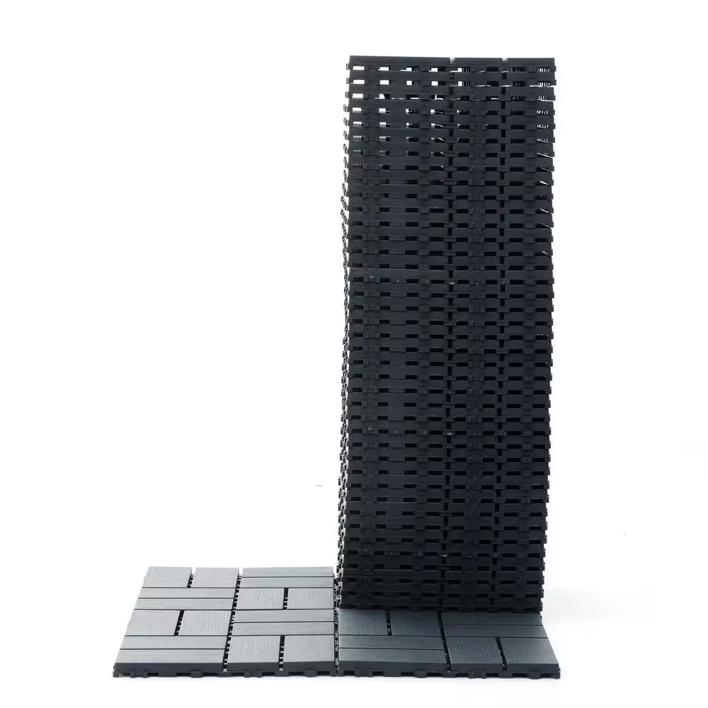 11.8 In. X 11.8 In. Patio Outdoor Flooring Waterproof Plastic Interlocking Deck