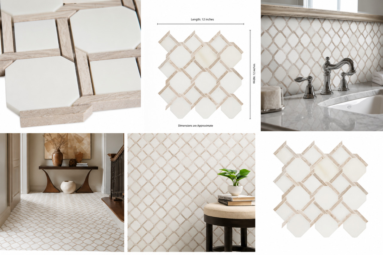 MSI Marbella Lynx Marble Mosaic Tile Sheet 12×12 Polished Floor Wall Backsplash