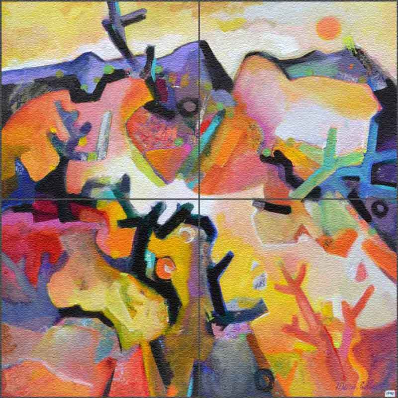 Southwest Tile Backsplash Warren Cullar Landscape Wall Floor Glass Mural WC151