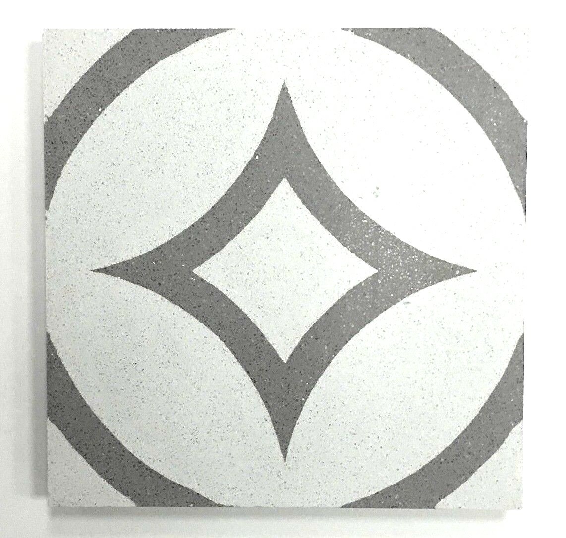 8×8 Luna Gray Geometric Encaustic Cement Tile Floor and Wall Kitchen Bath