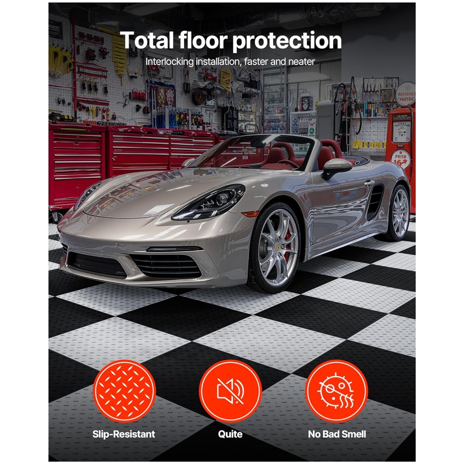 Slip-Resistant Garage Floor Tiles 20.2″ x 20.2″ 16 Pcs