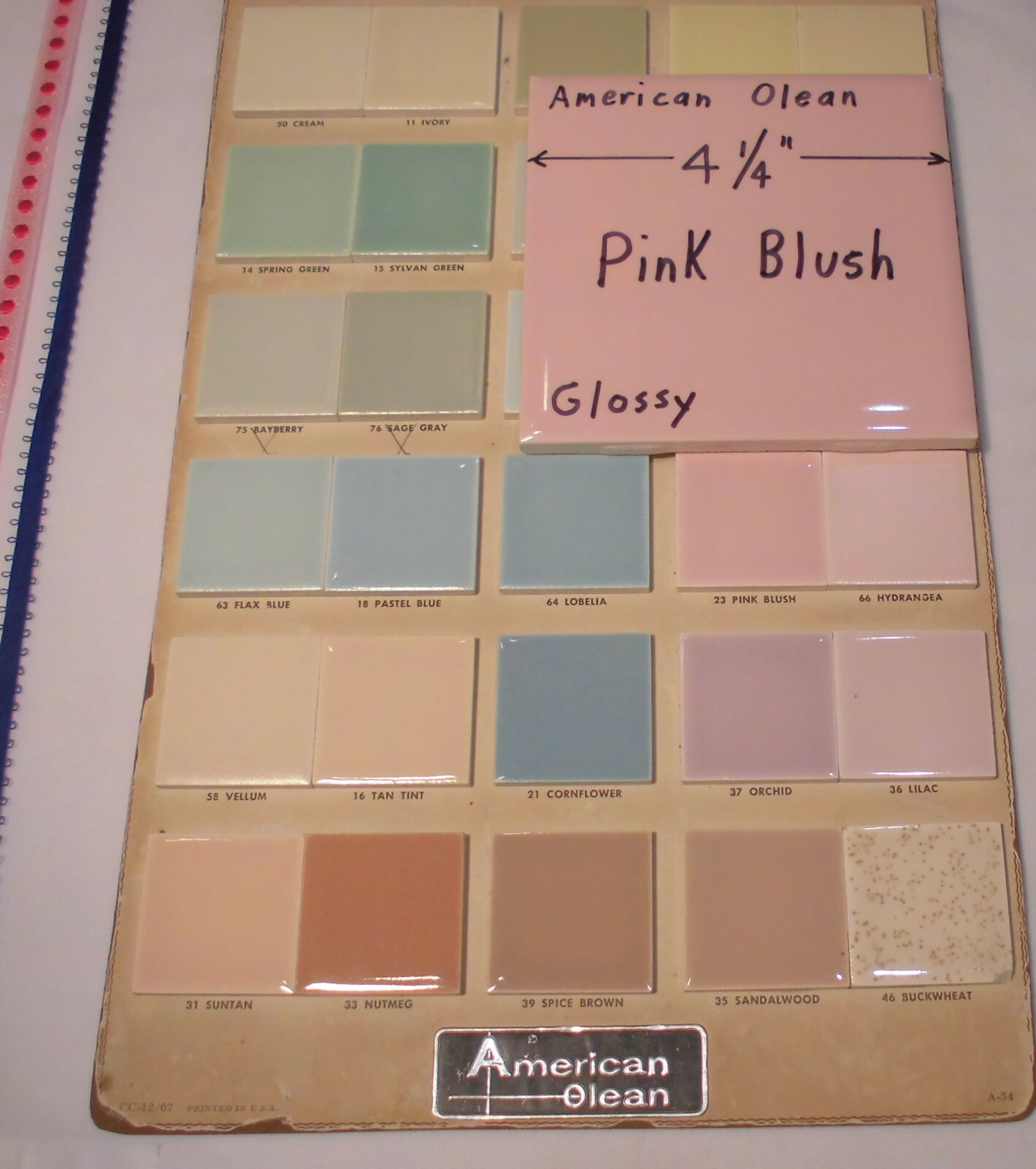 1 pc. Vintage *Pink Blush* Glossy Ceramic Tile #23 by American Olean 4-1/4″ New