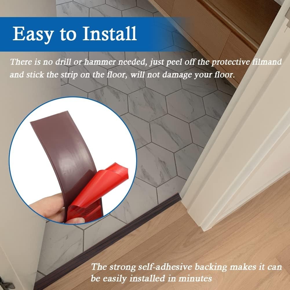 Floor Transition Strip Self Adhesive Floor Cover Strips Laminate 1.57″ Wide Viny