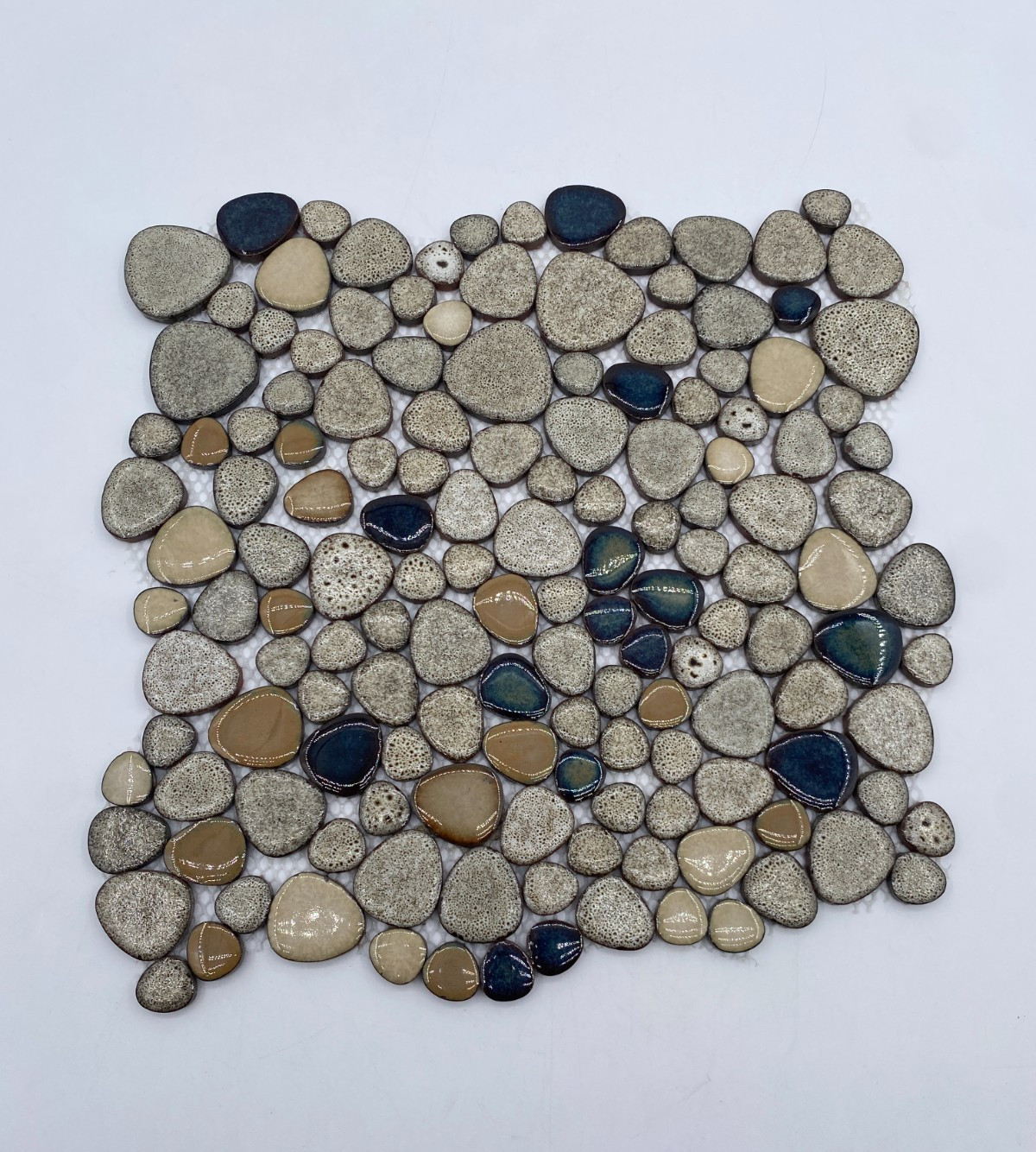 5 Sheets Porcelain Pebble Glazed Tiles for Shower Floor, Kitchen Backsplash