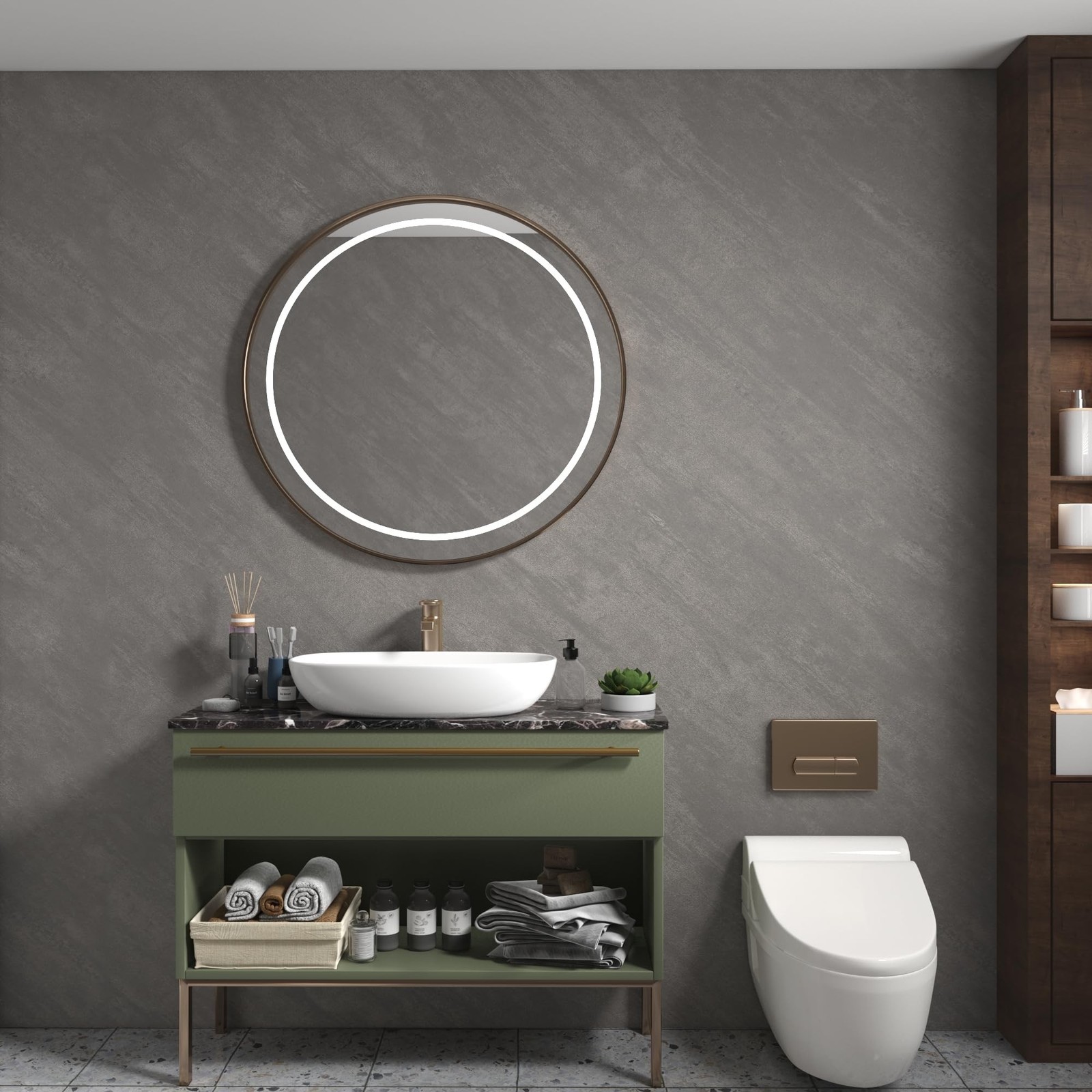 3yecao 16″×591″ Large Size Grey Concrete Wallpaper Peel and Stick 3D Thick