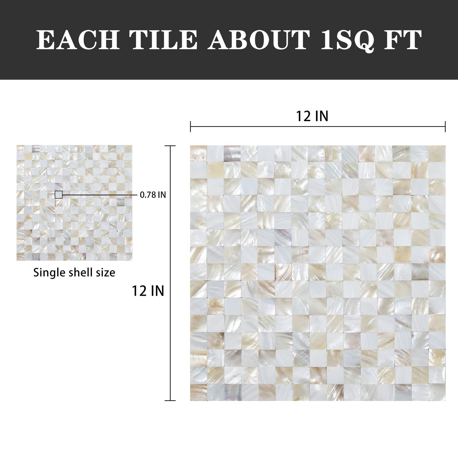 Peel and Stick Mother of Pearl Shell Backsplash Tiles, White & Natural