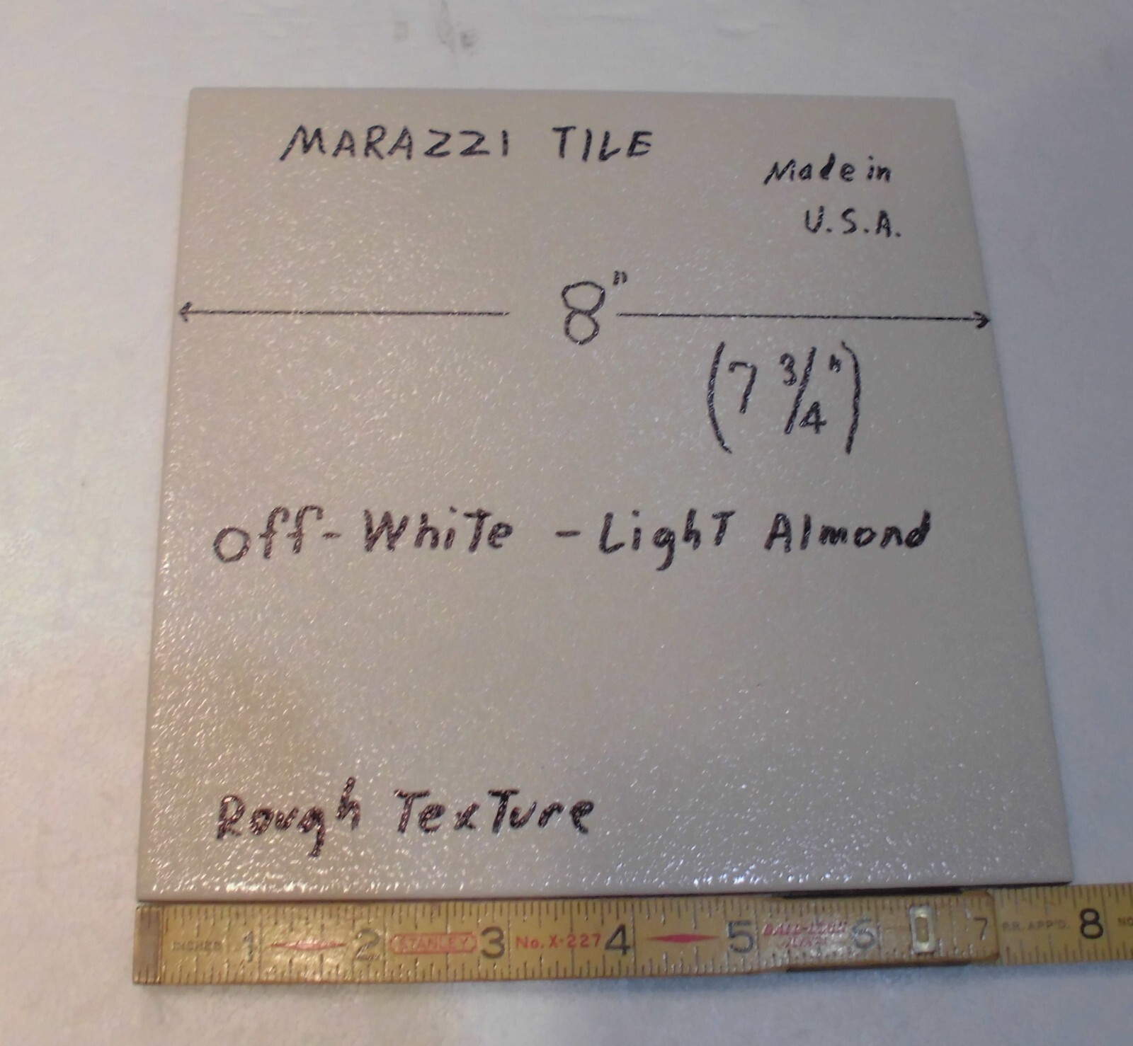 1 pc. Off-white – Light Almond: 8″ Ceramic Floor Tile by Marazzi, Rough Texture
