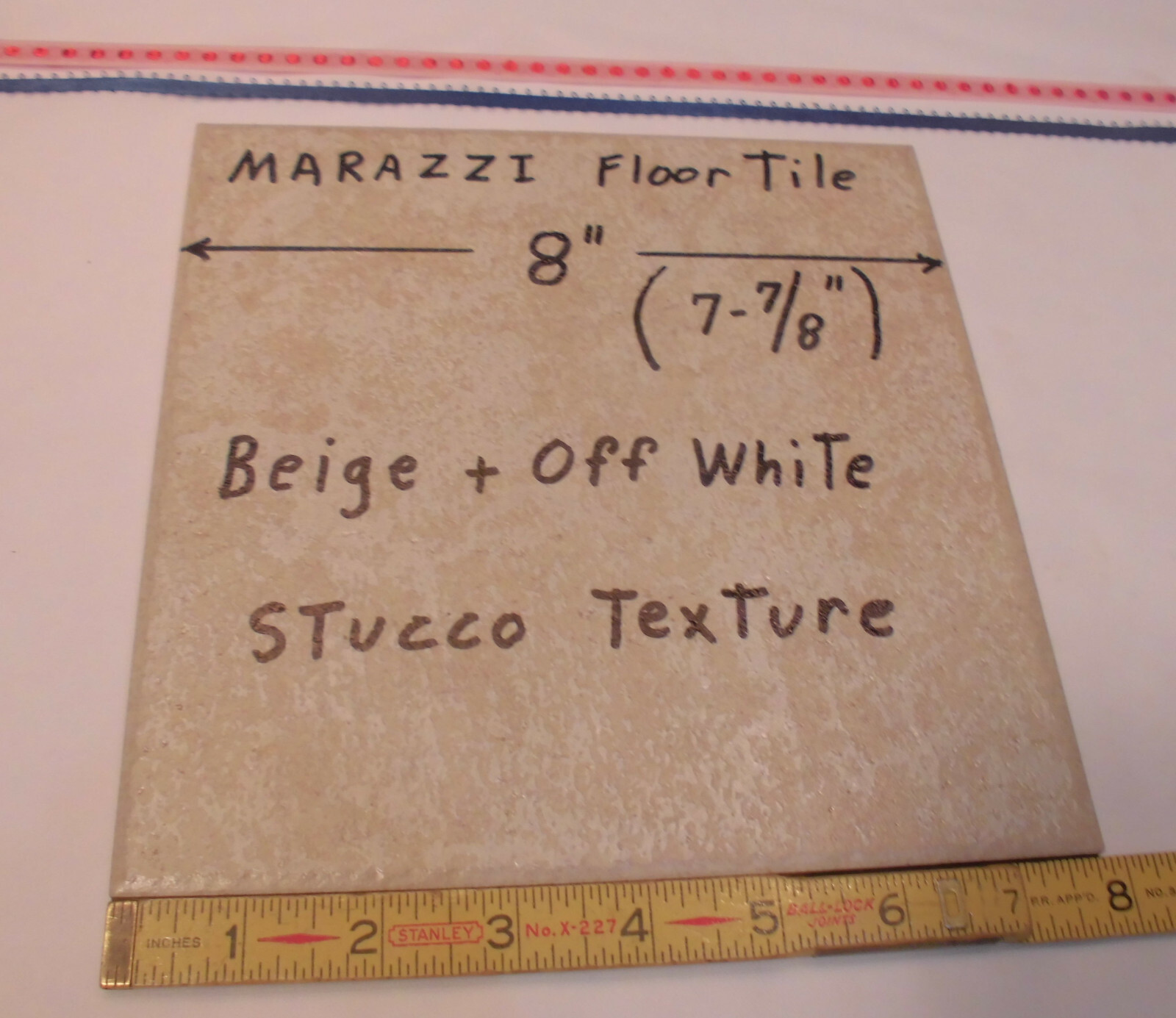 1 pc. *Off-White – Beige* 8″ Ceramic / Porcelain Floor Tile; Stucco Textured NEW