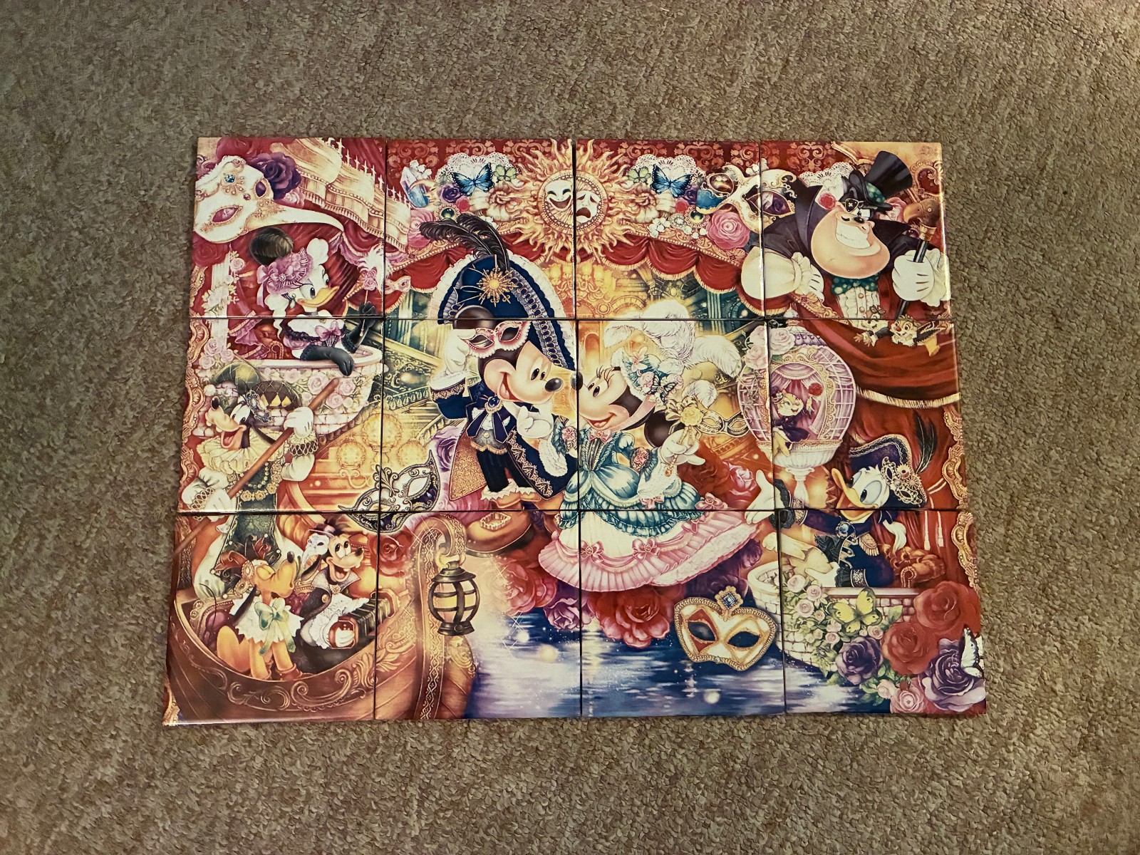 12Pc Ceramic Tile Mural Disney Invitation to Venice Masquerade Ball Carnival